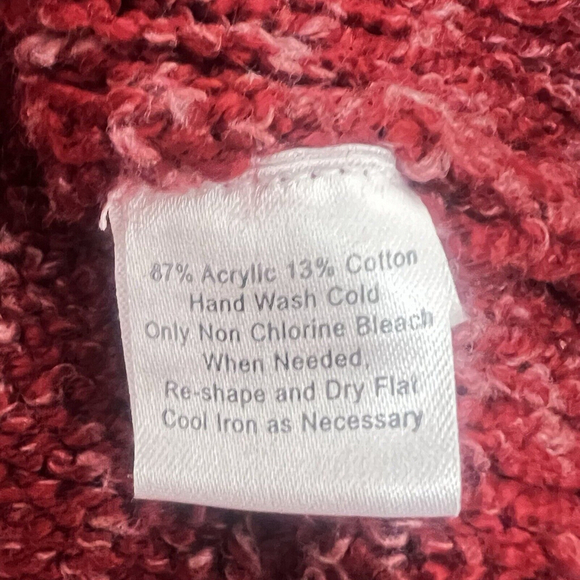 WindiRiver Red Dapple Cable Knit Pullover Sweater Womens Sz XL Boho Hippie Cozy - Picture 8 of 8